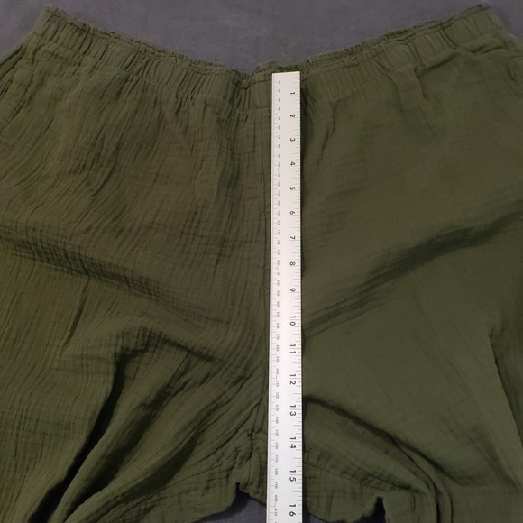 Cold Water Creek Pants Womens Size 2X Pull On Gauze Crinkle Green 100% Cotton - Picture 3 of 11